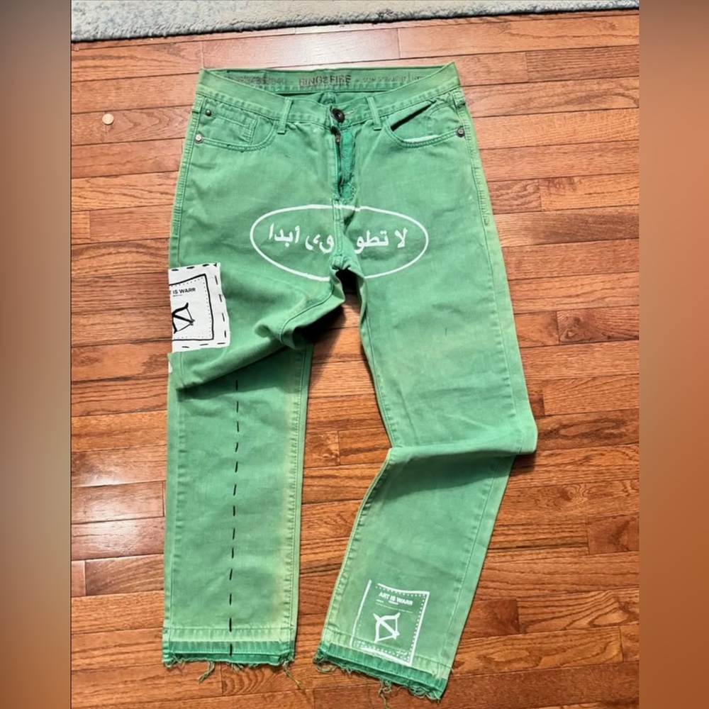 Custom-made green jeans